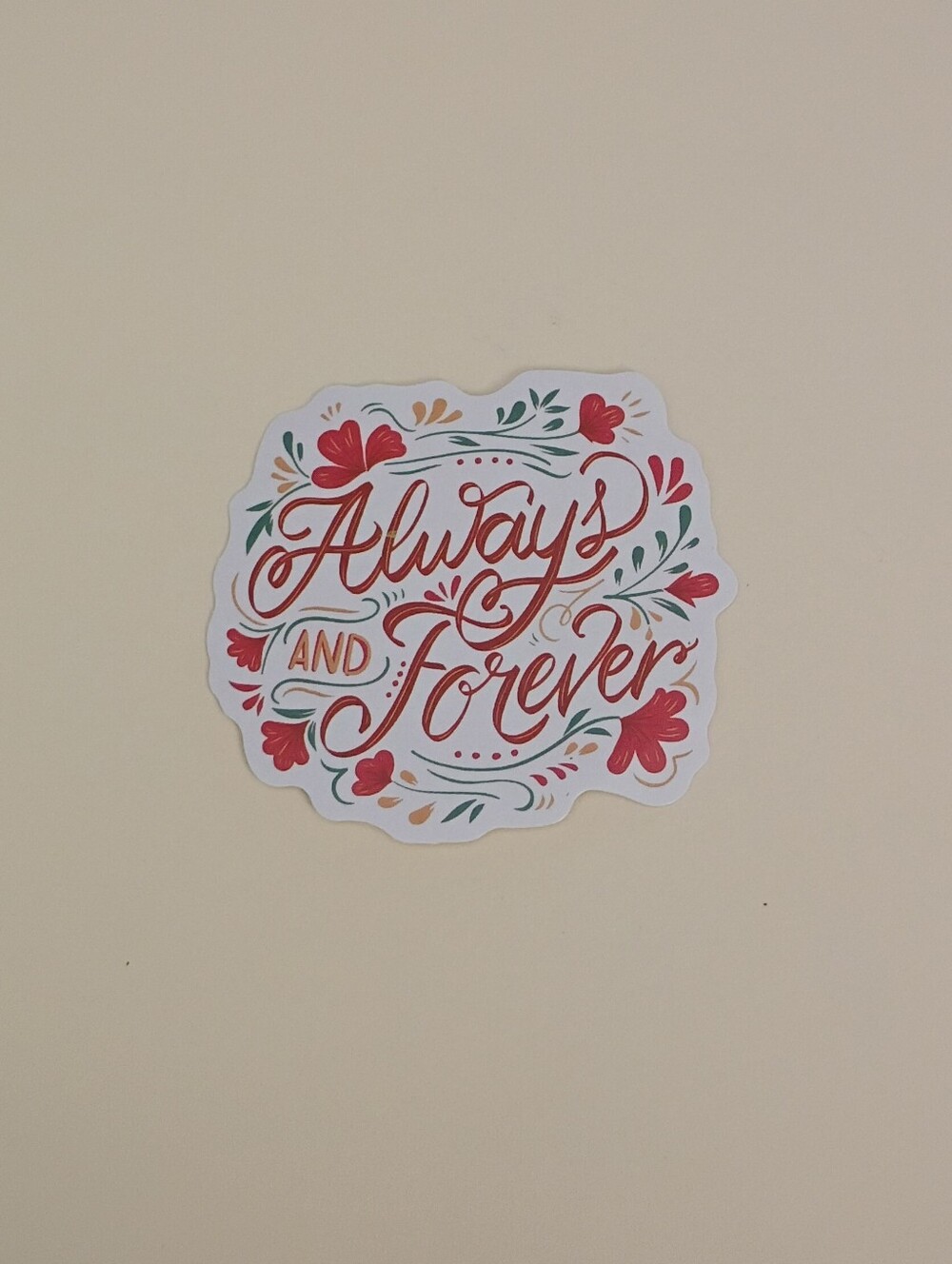 10/$10 Stickers Decals - Always & Forever - Red Text - Cursive - Flowers - New
